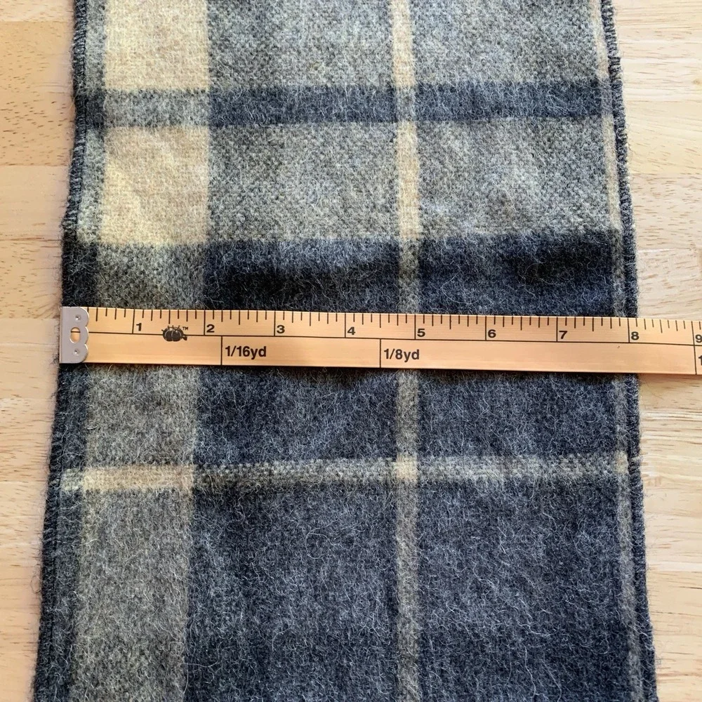 Alpaca Scarf Made In Peru 100% Alpaca Plaid Gray Yellow Excellent Condition